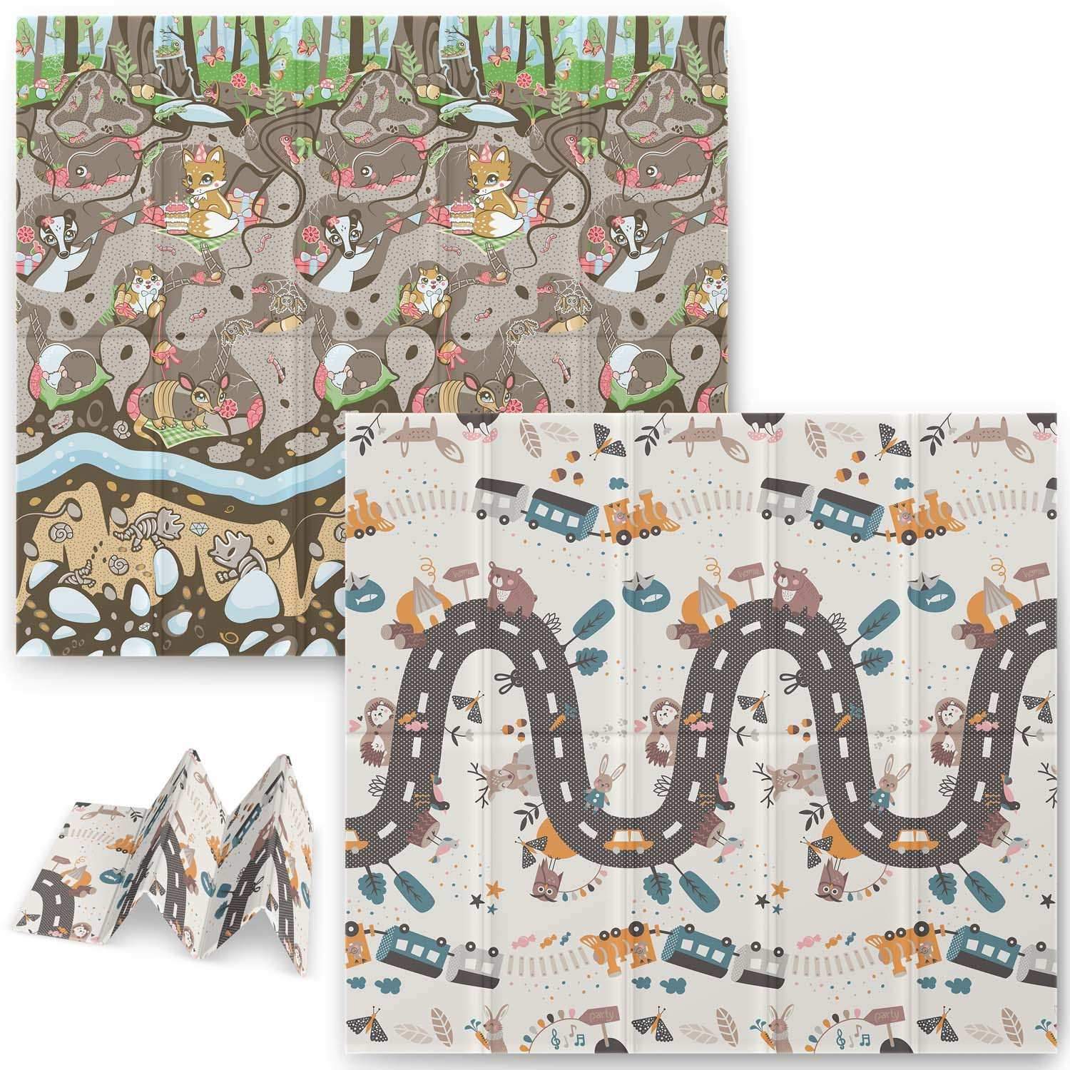 Sammenfoldelig legemåtte 200 x 180 x 1 cm Nukido NK-340 Ground Train