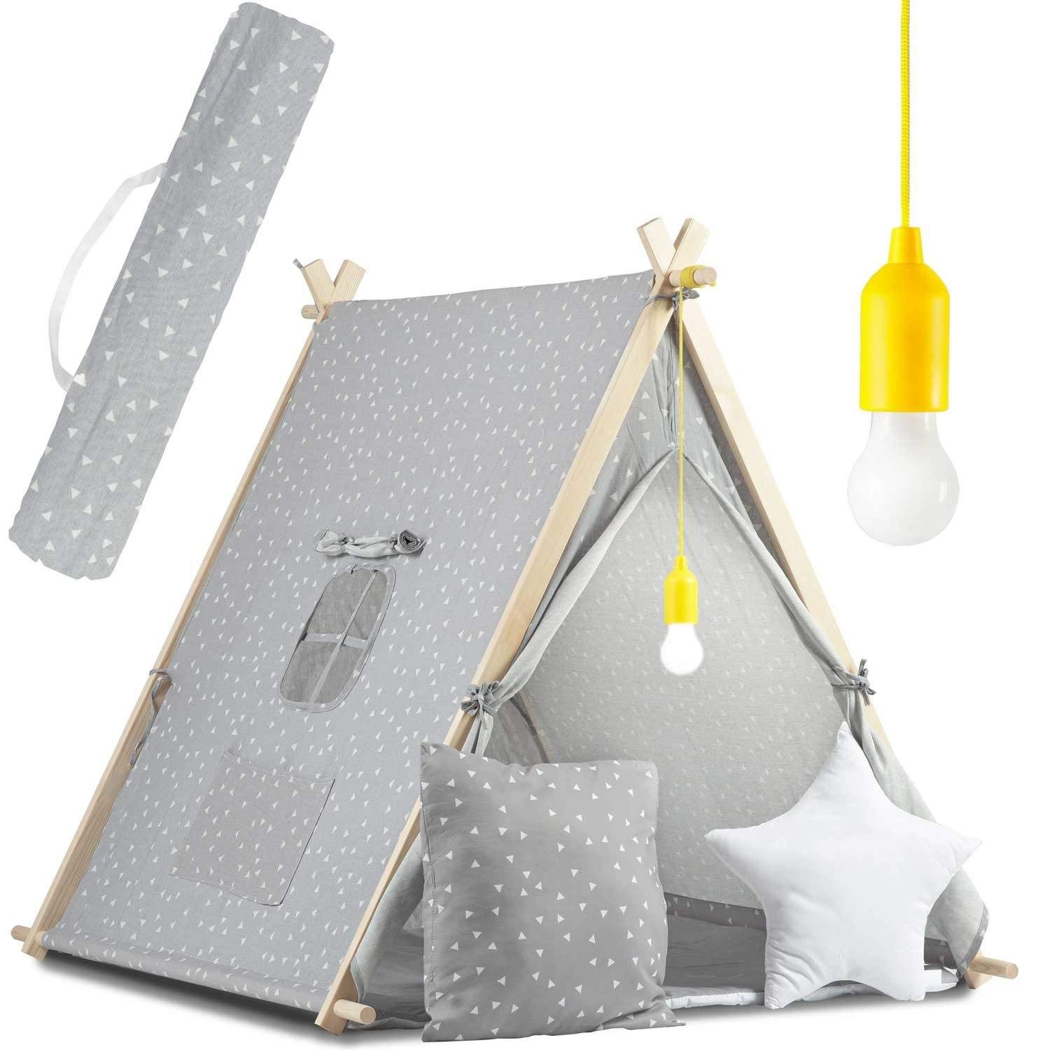 Legetelt til børn med lampe Nukido - grå