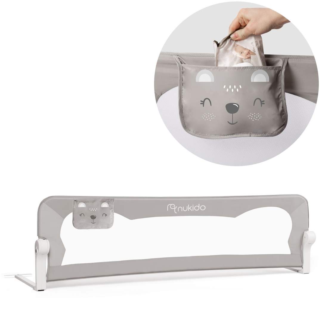 Skyddsräcke för säng 150 x 42 x 35 cm Nukido grå | Leksaker & Spel - Leksaker | Pryloteket