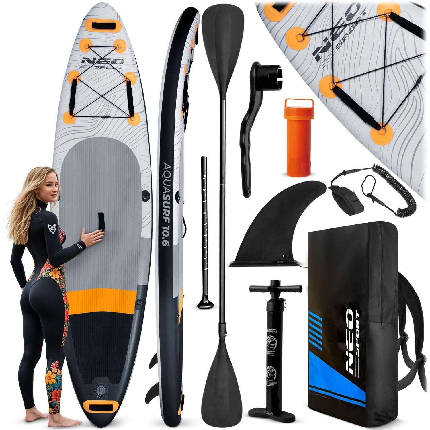 Oppustelig SUP board Aquasurf 320 x 81 x 15 cm Neo-Sport 170001