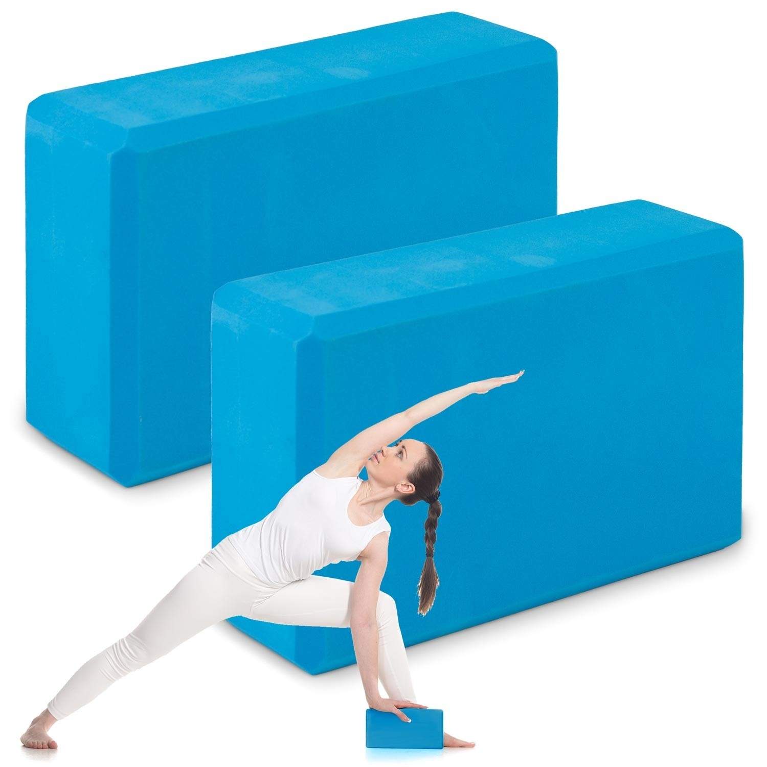 Skum yoga blok - sæt med 2, blå (NS-962)
