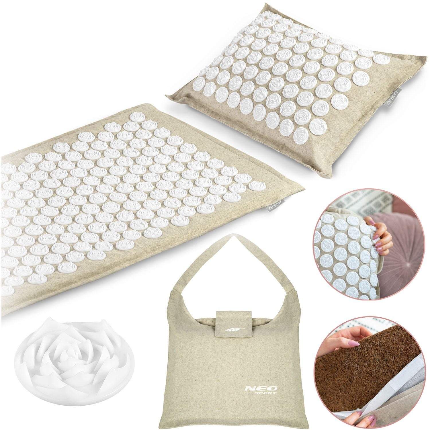 Akupressurmatta med piggar Neo-Sport NS902 - Grå/Vit | Hälsa & Skönhet - Personvård - Hygien | Pryloteket