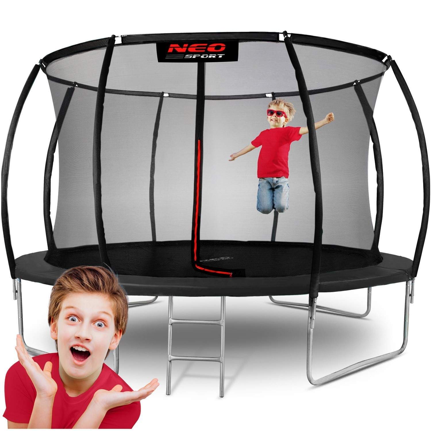 Trampolin til haven 12ft/374cm med indvendigt sikkerhedsnet Neo-Sport