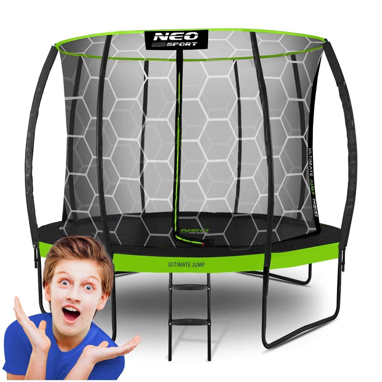 Profileret trampolin til haven 10ft/312cm med indvendigt beskyttelsesnet Neo-Sport