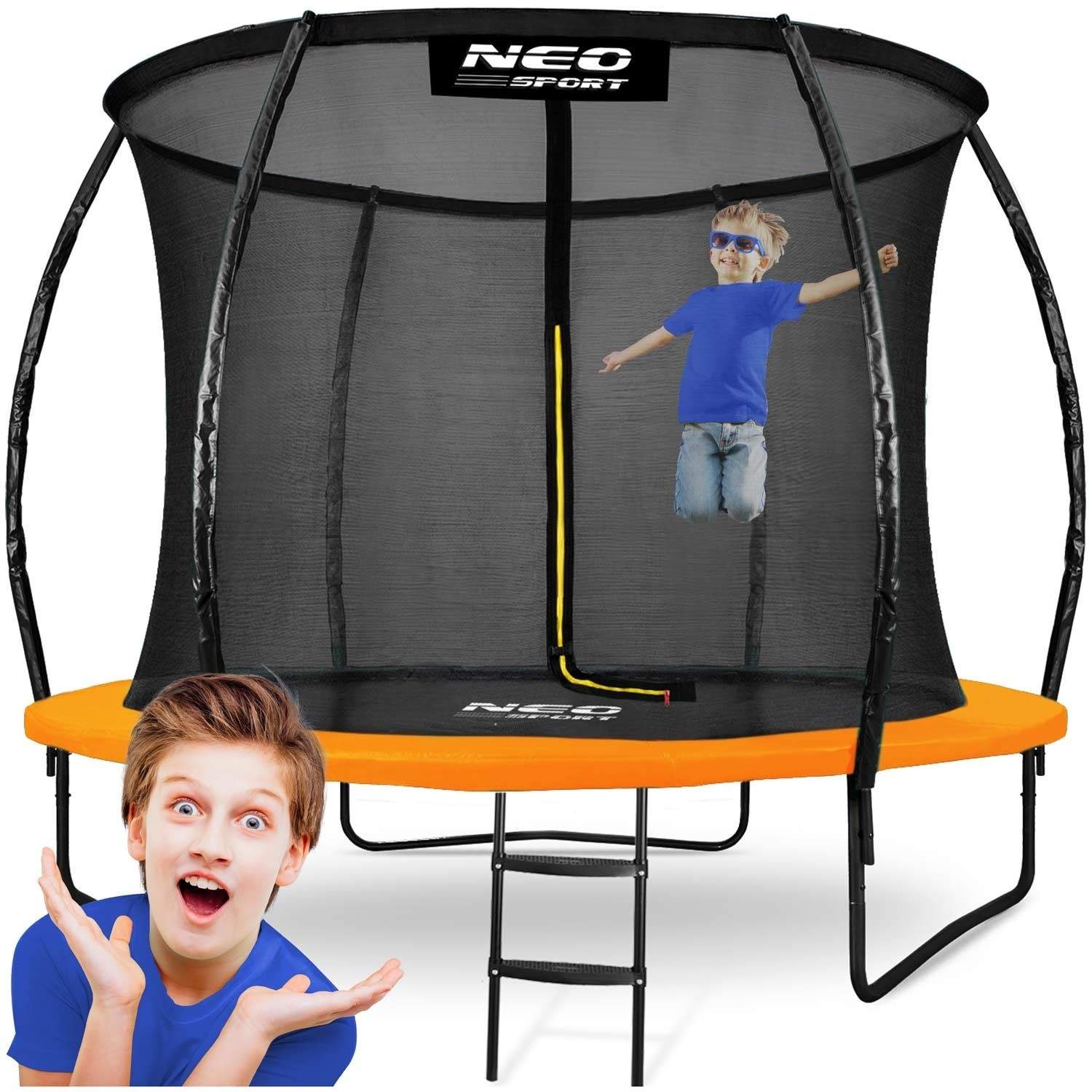 Profileret trampolin til haven 10ft/312cm med indvendigt beskyttelsesnet Neo-Sport