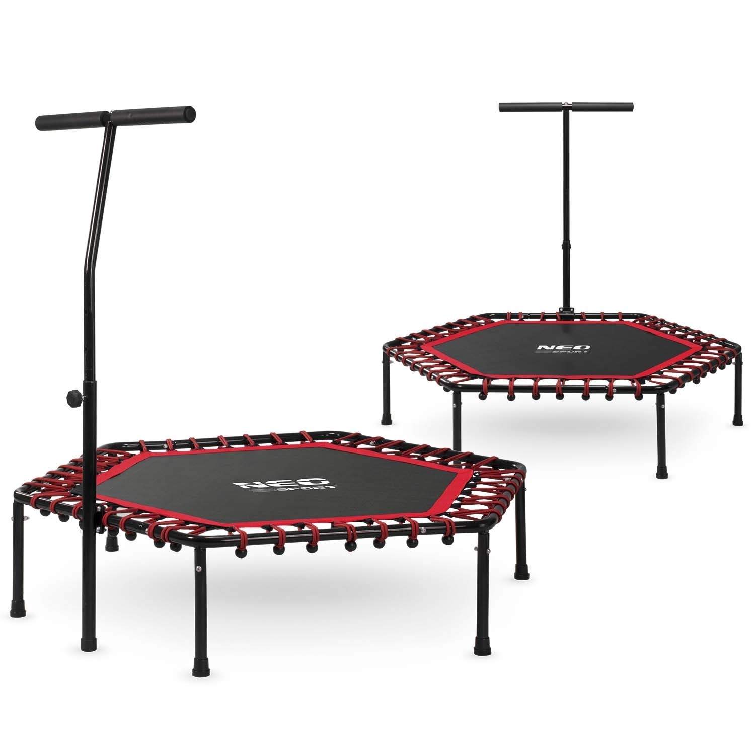 Fitness trampolin med håndtag 127 cm Neo-Sport - sekskantet rød