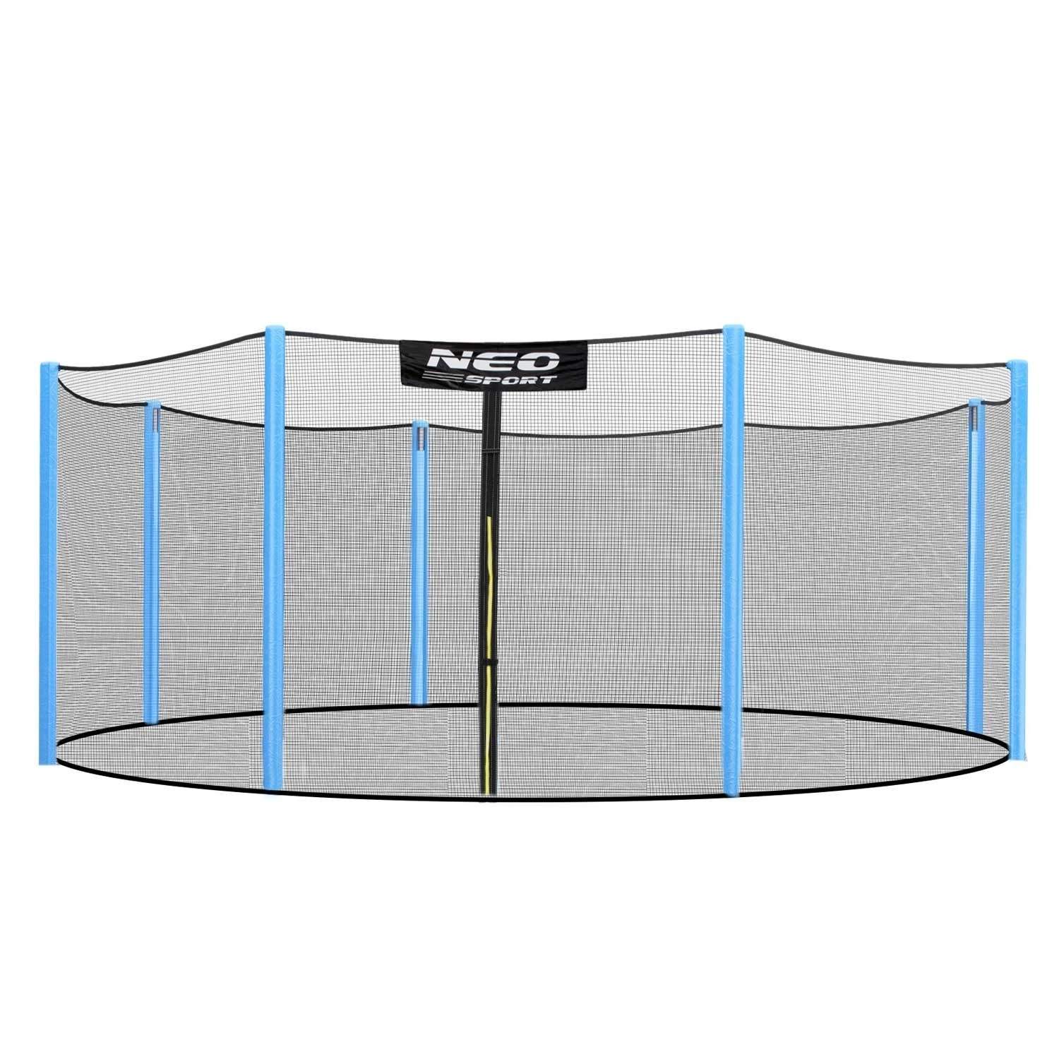 Trampolinsikkerhedsnet 366-374 cm, 8 stænger, lynlåsåbning