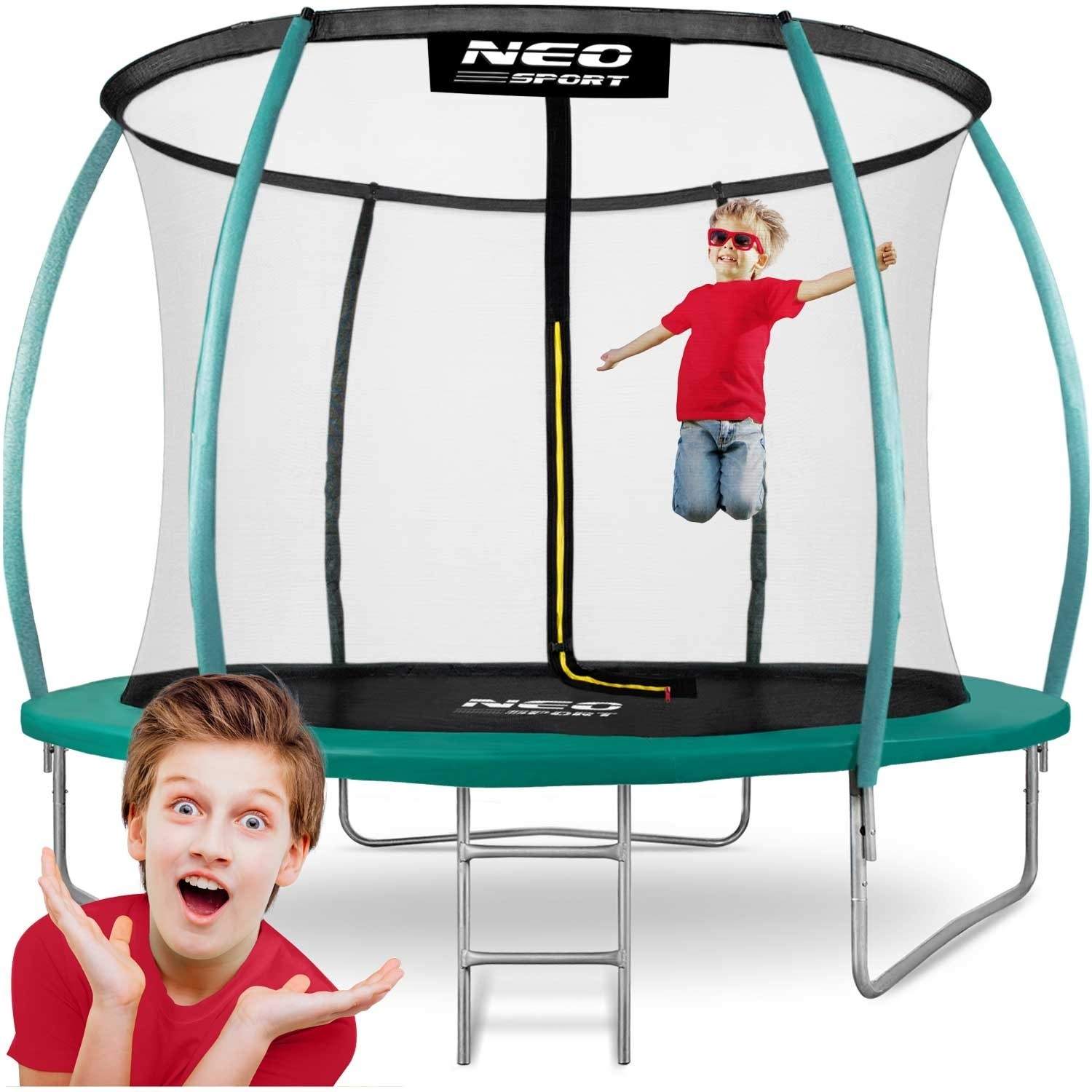 Profileret trampolin til haven 10ft/312cm med indvendigt sikkerhedsnet Neo-Sport