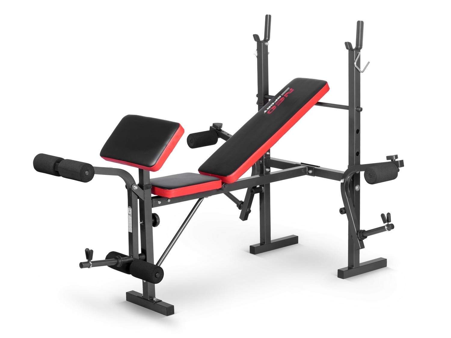 Träningsbänk med skivstångsställ och bicepscurl-station Neo-Sport NS-200 | Sport & Fritid - Träning | Pryloteket