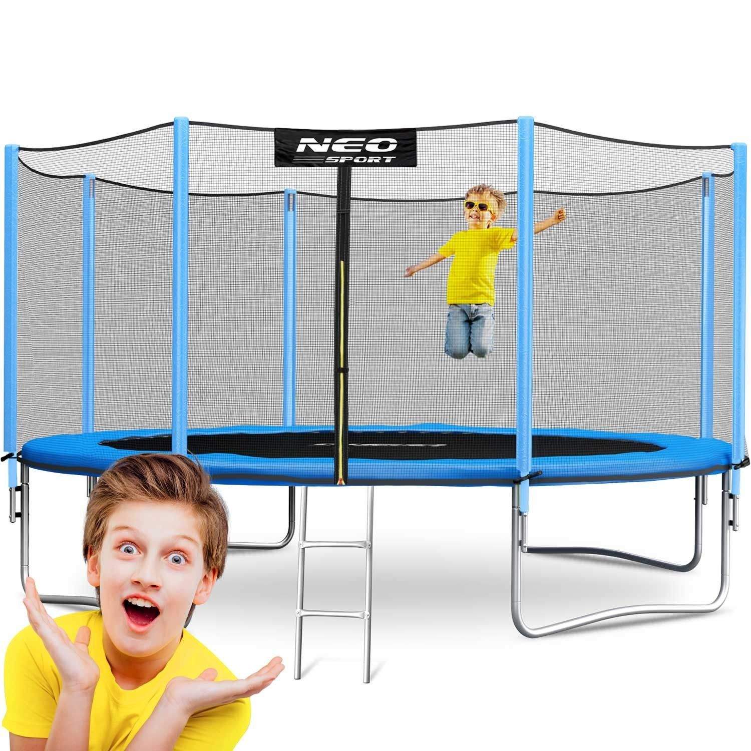 Stor Trädgårdstrampolin 374 cm med Yttre Nät och Stege från Neo-Sport | Hem & Hobby | Pryloteket