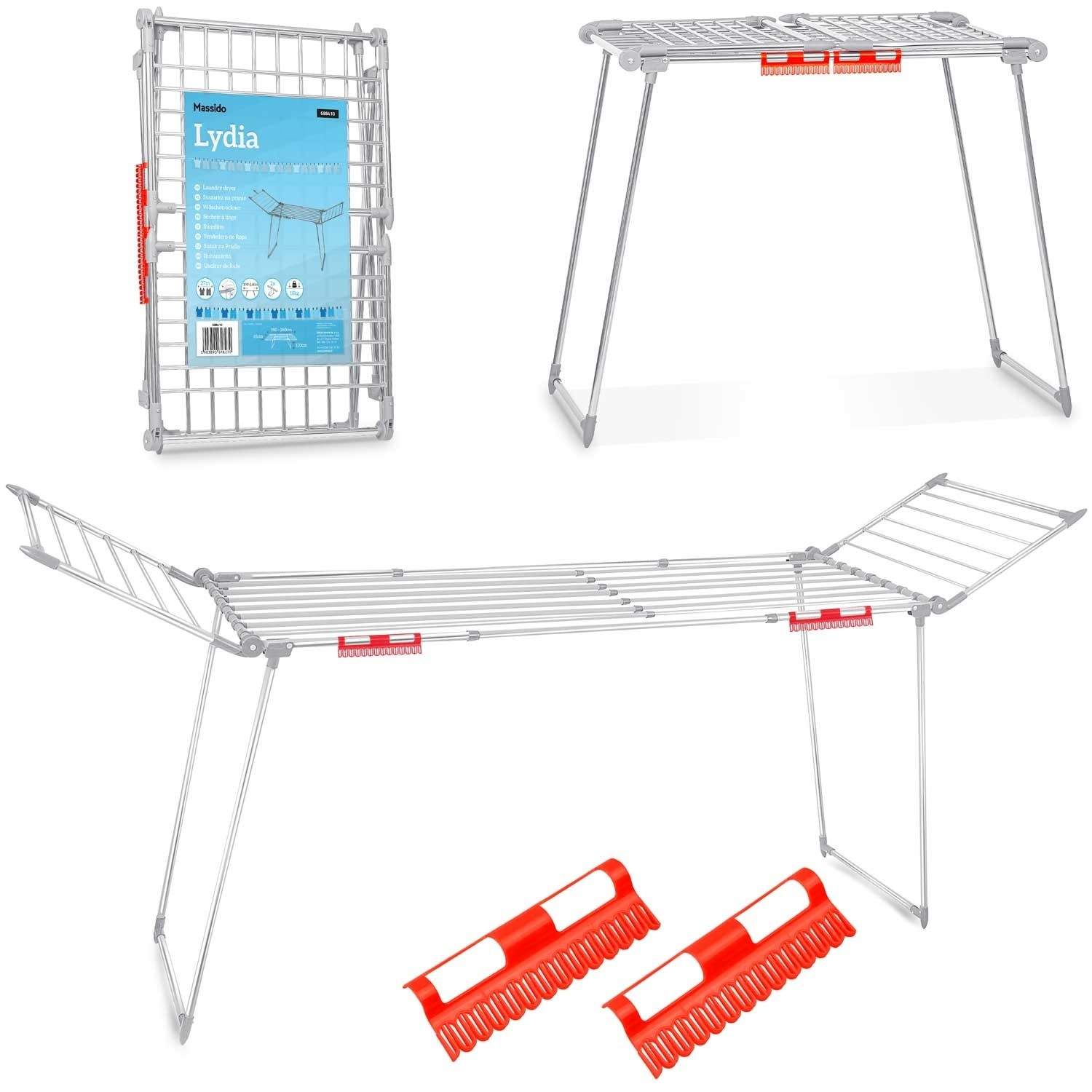 Udfoldelig tørrestativ Lydia 27 m i rustfrit stål