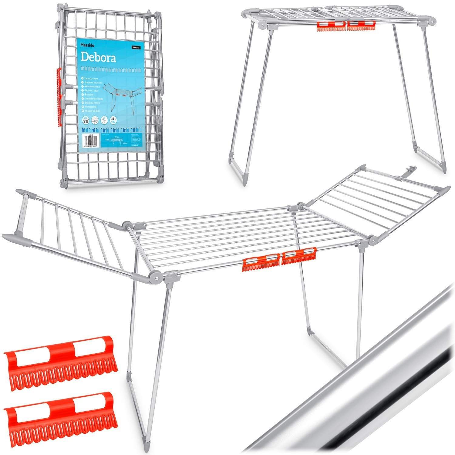 Stående og sammenklappelig tørretumbler Debora i rustfrit stål, 19 meter