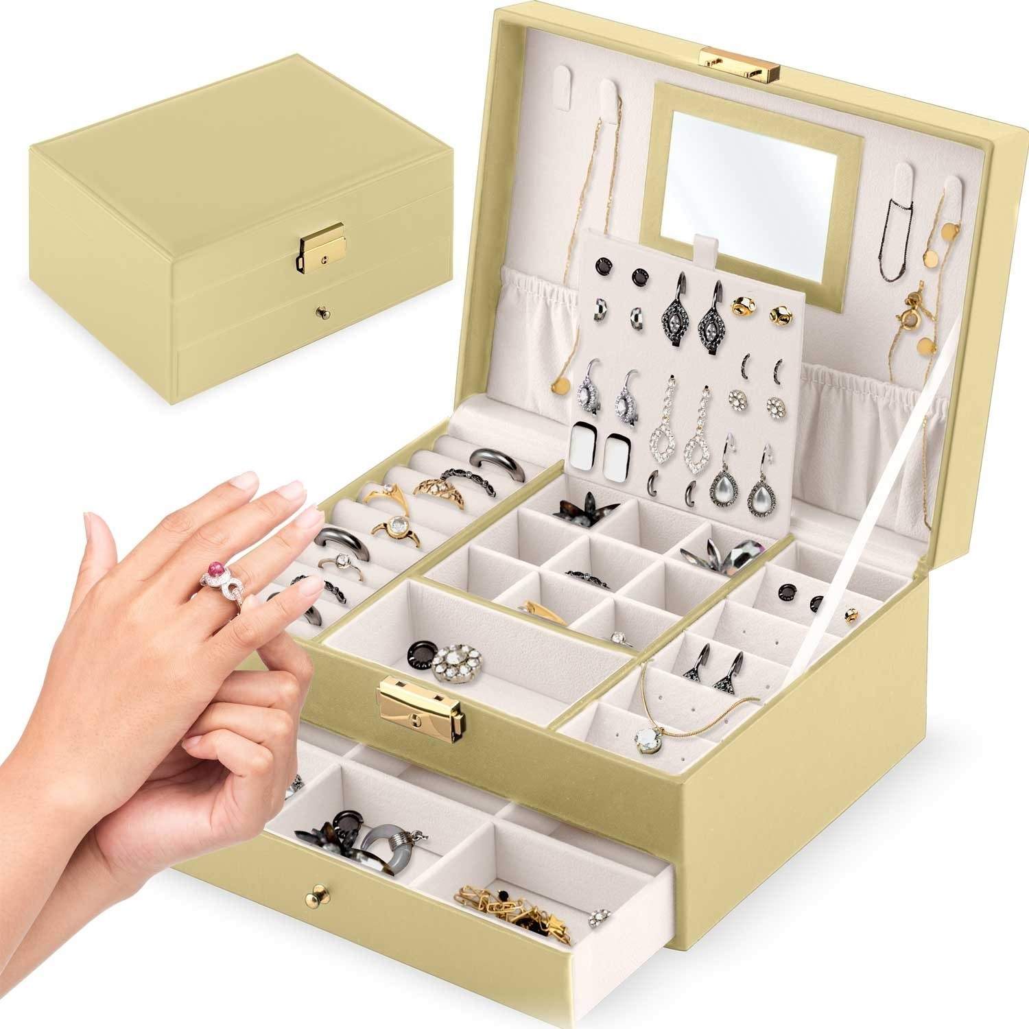 Lyxig smyckeskrin MS-709 Massido - Guld | Mode & Accessoarer - Smycken, Smyckesset & Tillbehör - Smyckeskrin | Pryloteket