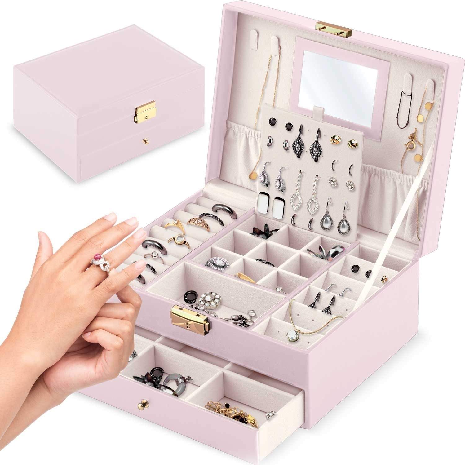 Lyxig Smyckeskrin MS-709 Massido - Rosa | Mode & Accessoarer - Smycken, Smyckesset & Tillbehör - Smyckeskrin | Pryloteket