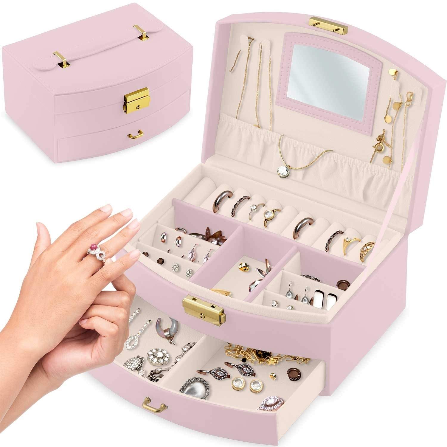 Lyxig rosa smyckeskrin Massido MS-708 | Mode & Accessoarer - Smycken, Smyckesset & Tillbehör - Smyckeskrin | Pryloteket