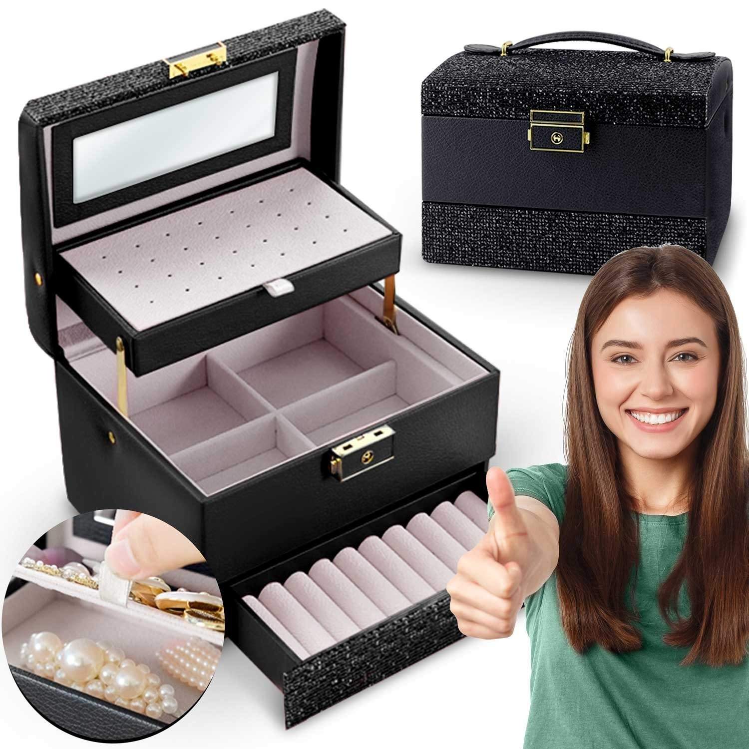 Lyxig Smyckeskrin MS-705 Massido - Svart | Mode & Accessoarer - Smycken, Smyckesset & Tillbehör - Smyckeskrin | Pryloteket