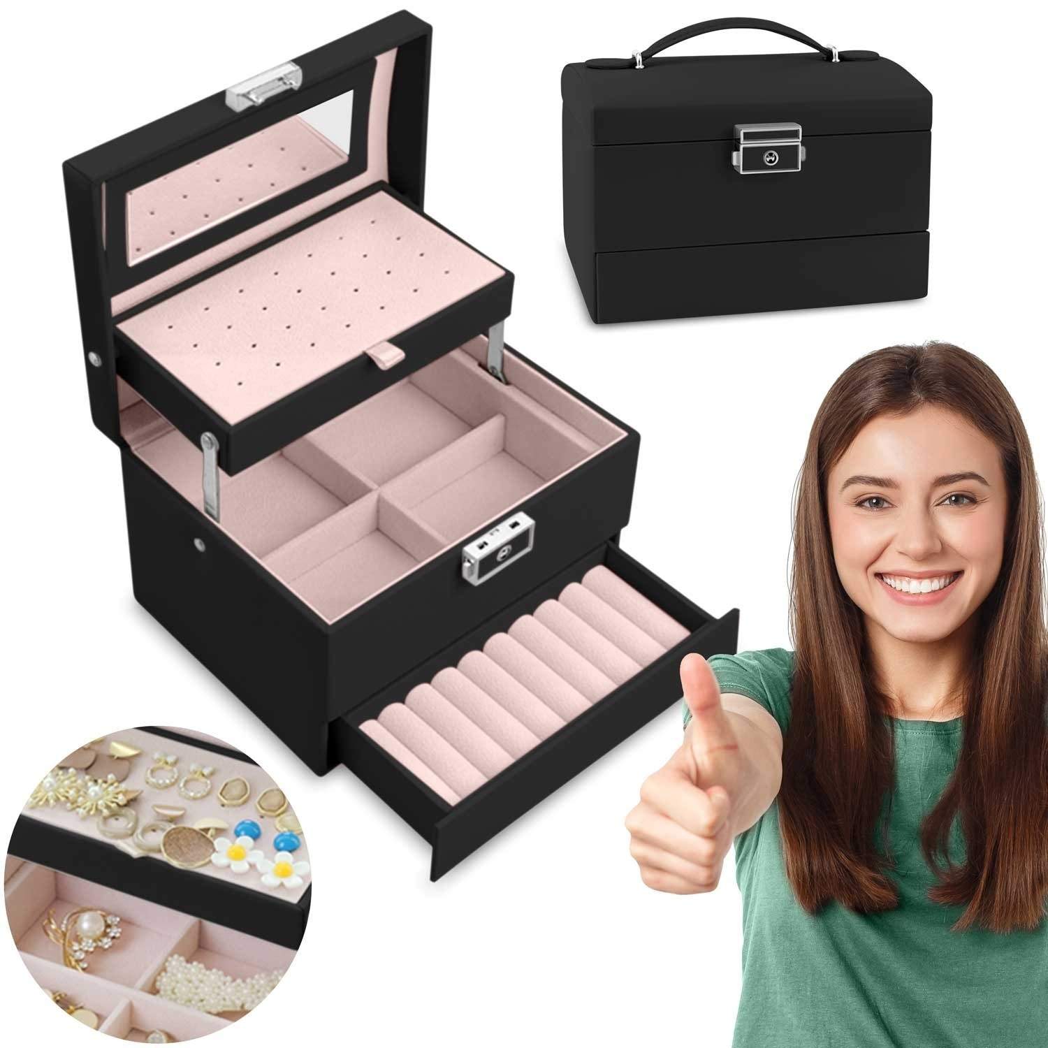 Elegant smykkeskrin MS-704 Massido - Sort