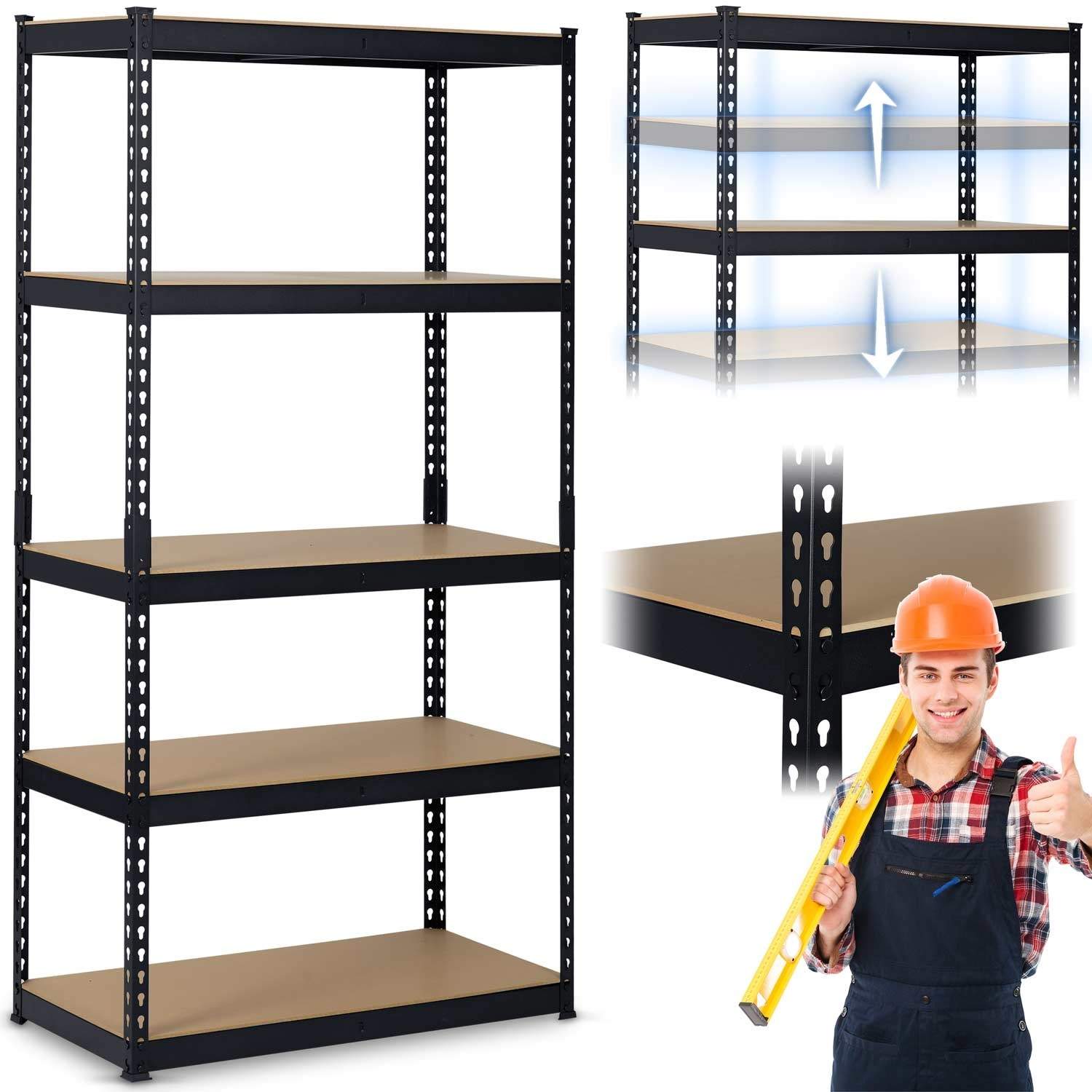 Metalhylde Humberg 183 x 90 x 45 cmDenne hylde har en forstærket konstruktion, der sikrer maksimal stabilitet og bæreevne:- Tykk