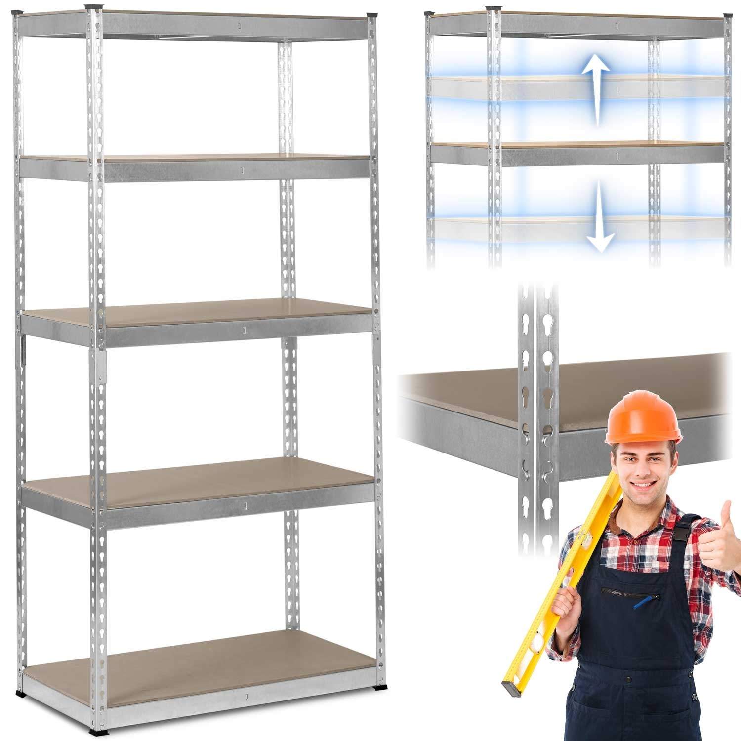 Metalhylde til opbevaring 183 x 90 x 45 cm Humberg HR-700 Silver