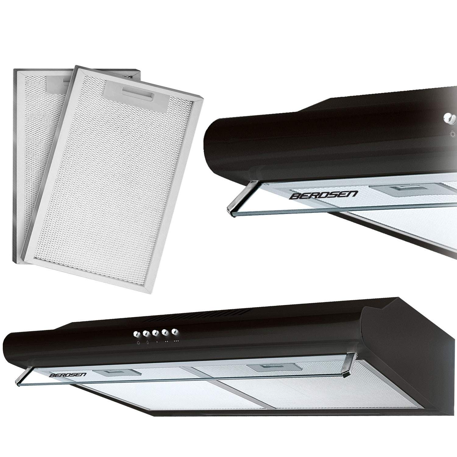 Black Carbon -suodatintuuletin asennettavaksi kaapin alle - 60 cm Berdsen BE-10-A