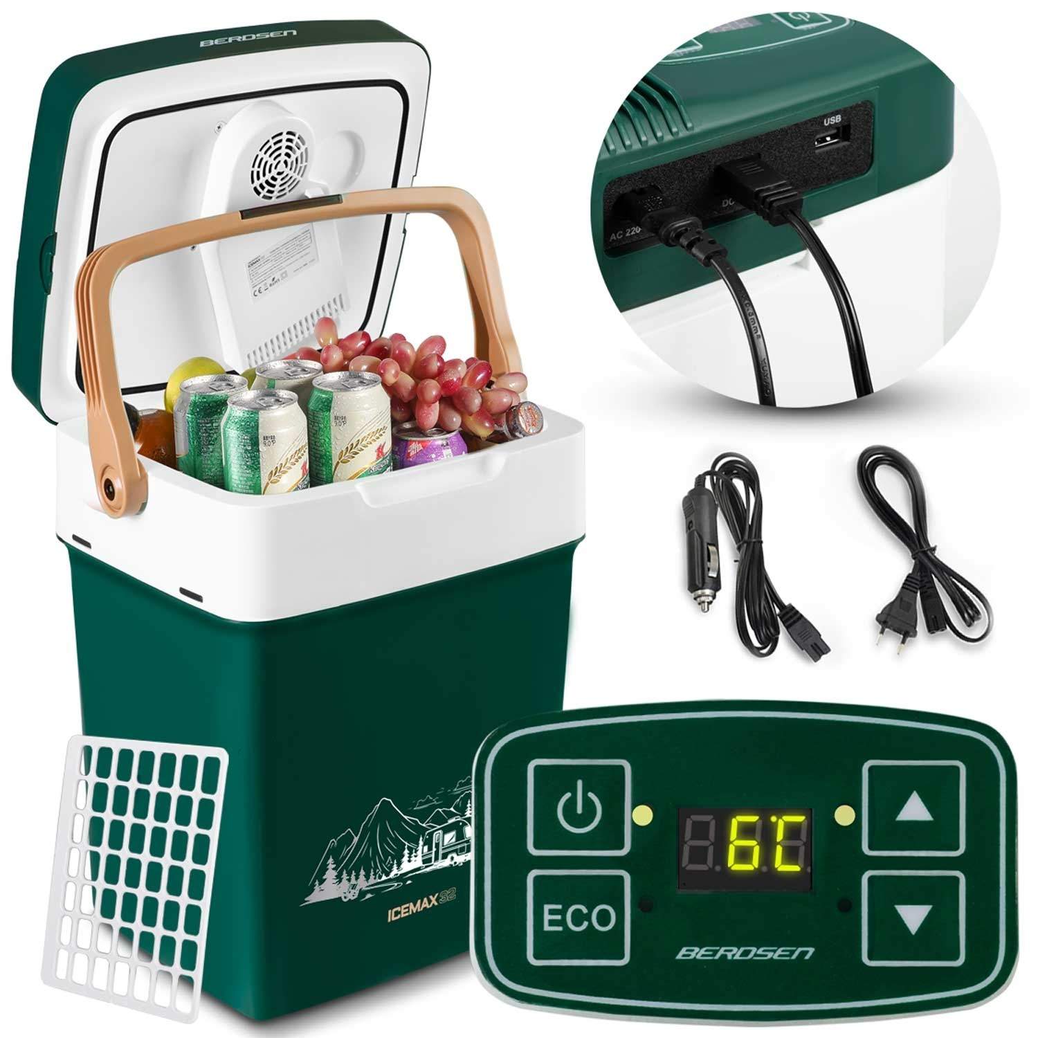 Bærbar køleboks Berdsen Icemax 29 Liter med ECO mode - Grøn