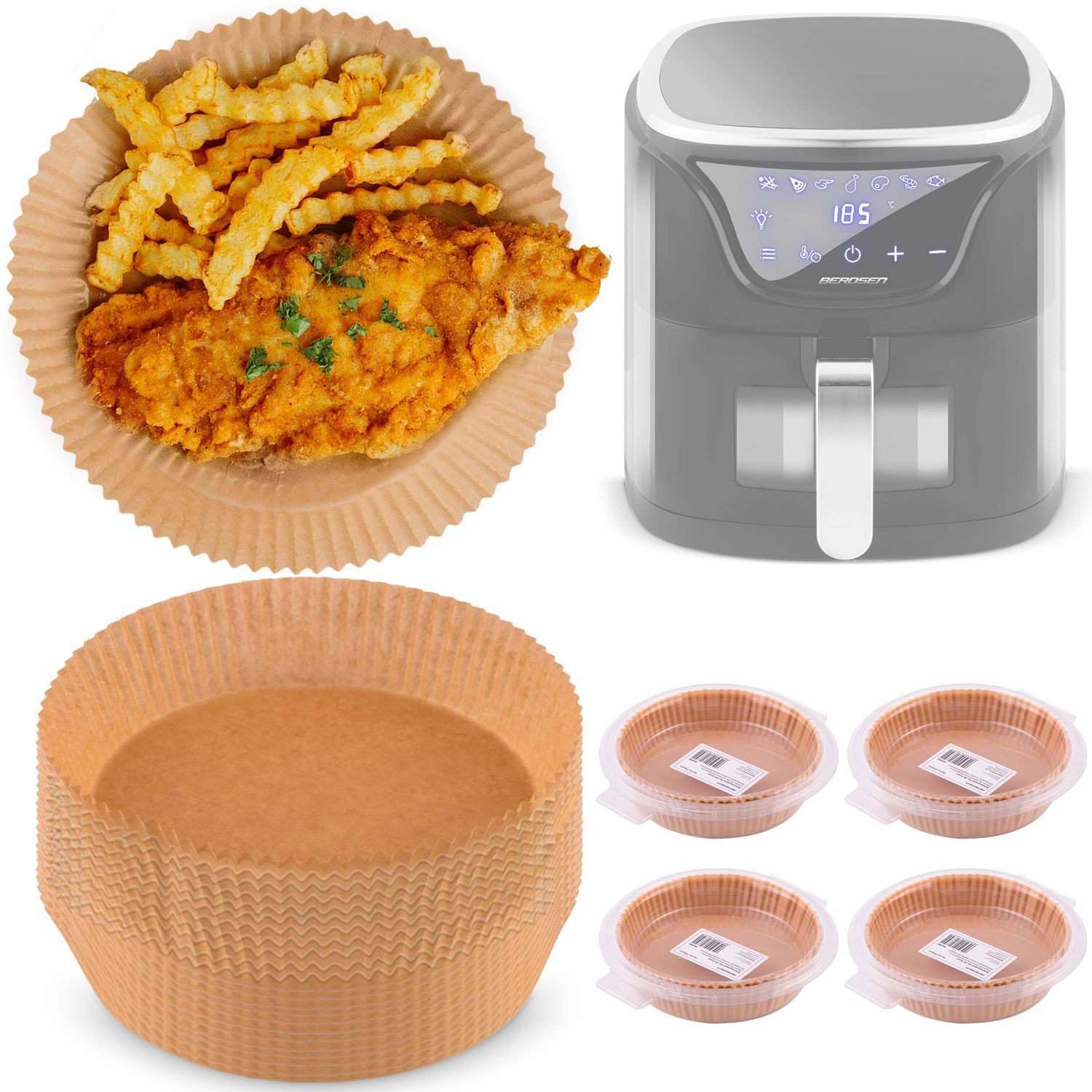 Bagepapir til Airfryer 20 cm Berdsen - 80 stk