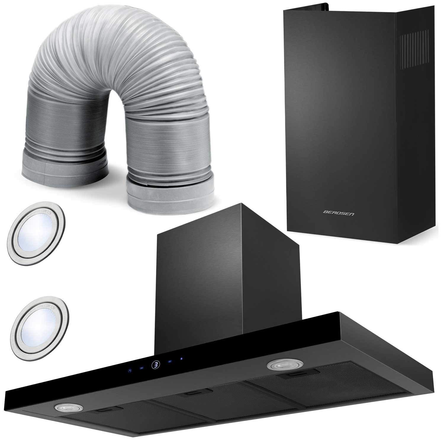 Elegant Emhætte 90 cm Sort Berdsen BT-218