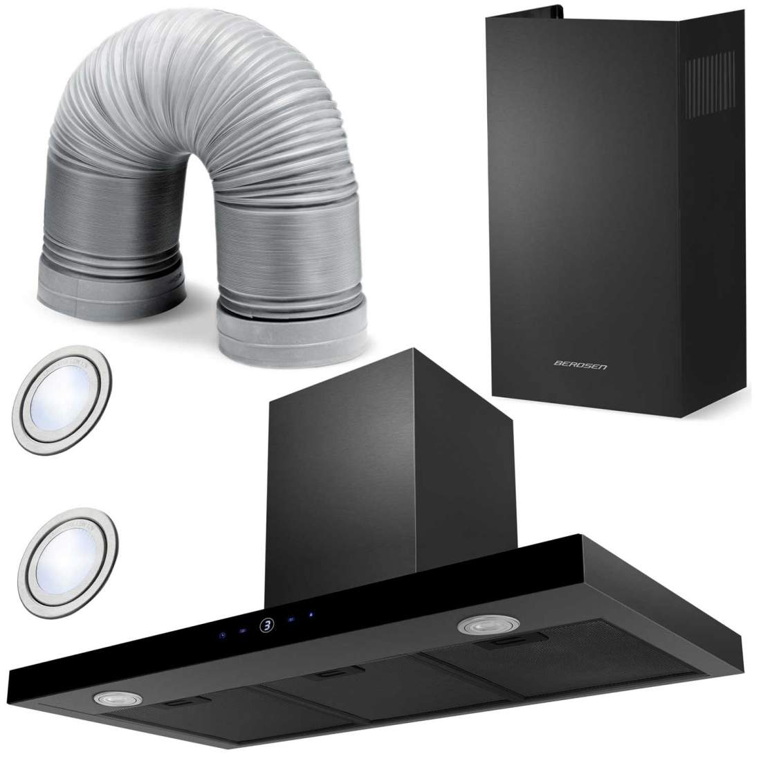 Elegant Köksfläkt 90 cm Svart Berdsen BT-218 | Sport & Fritid - Friluftsliv & Camping - Belysning | Pryloteket