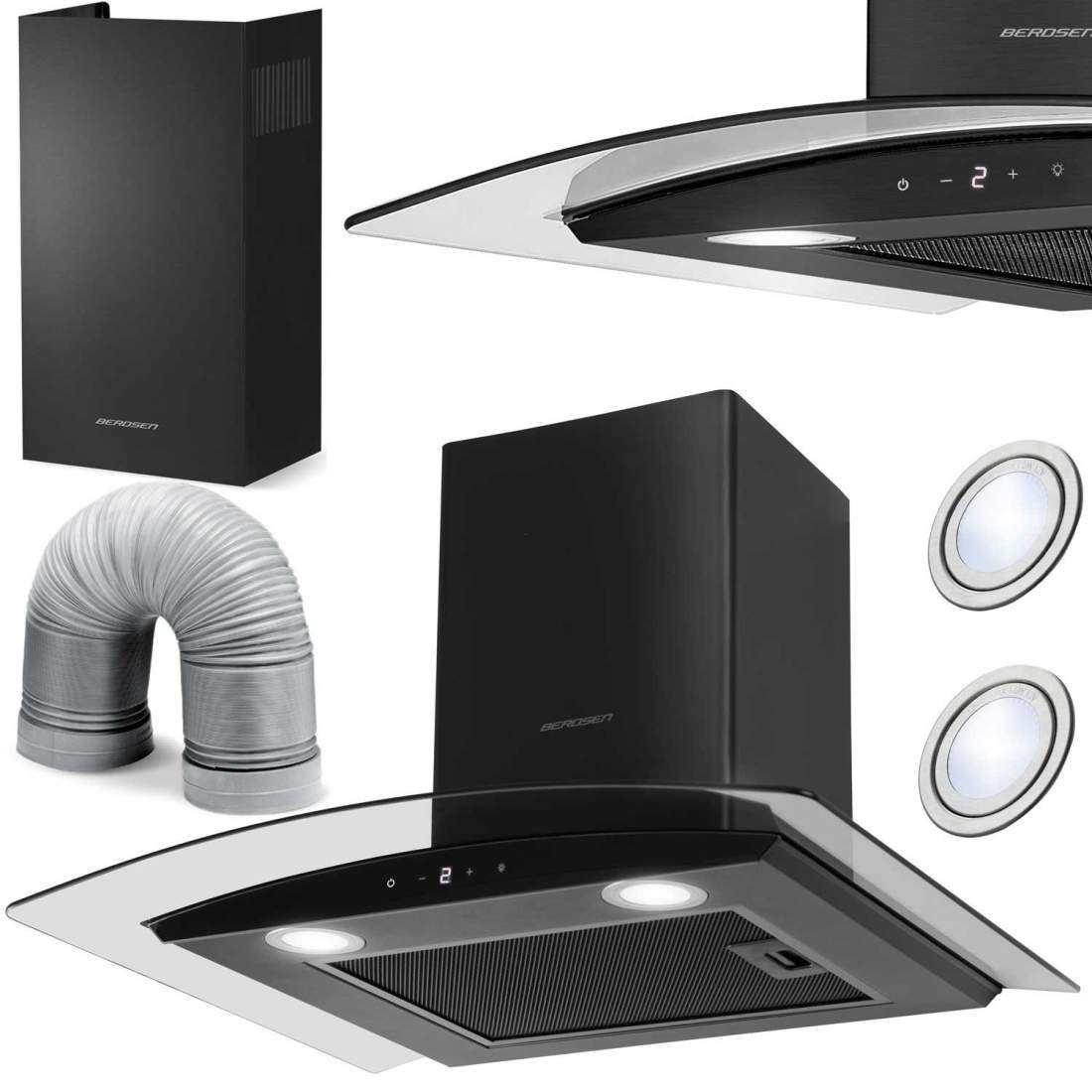 Elegant Köksfläkt 60 cm Svart Berdsen BT-216 | Sport & Fritid - Friluftsliv & Camping - Belysning | Pryloteket
