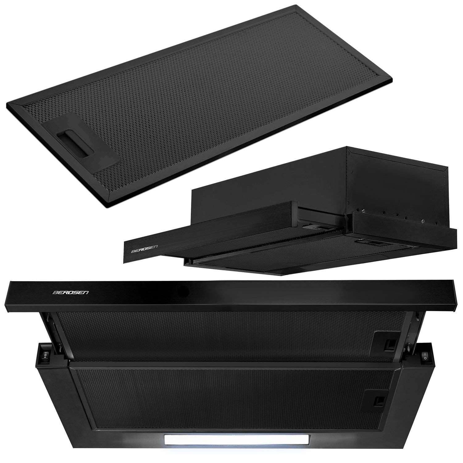 Køkkenemhætte til underskabe - 60 cm Berdsen BE-60-LW sort