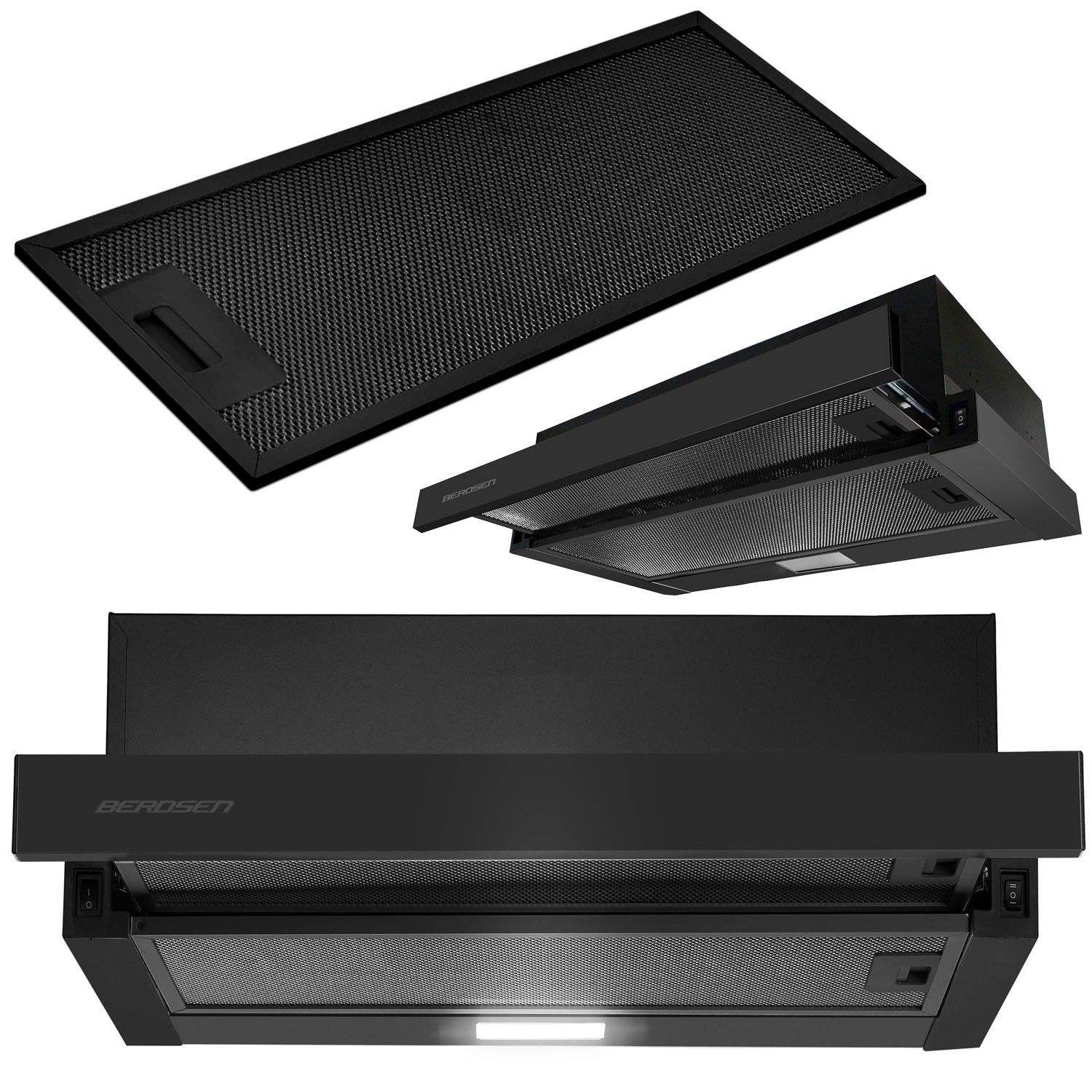 Teleskopisk emhætte 50 cm Sort BT-238