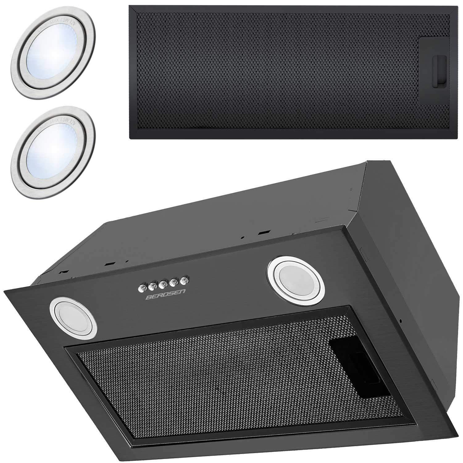 Sort Emhætte til underskab 52 cm BE-50