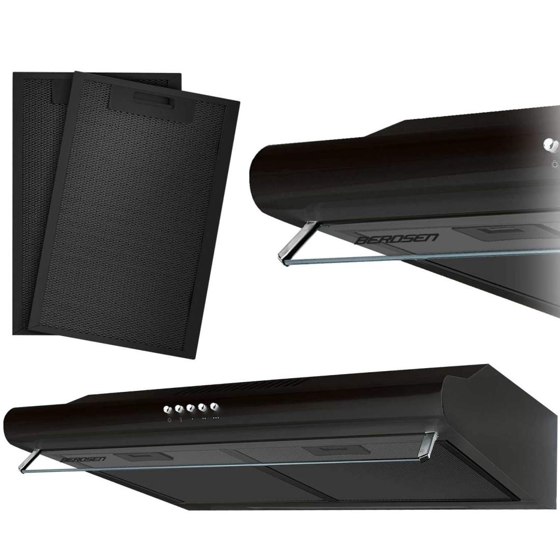 Köksfläkt för under skåp - 60 cm Berdsen BE-10-A svart | Hem & Hobby - Hem & Hushåll - Kök - Köksredskap | Pryloteket