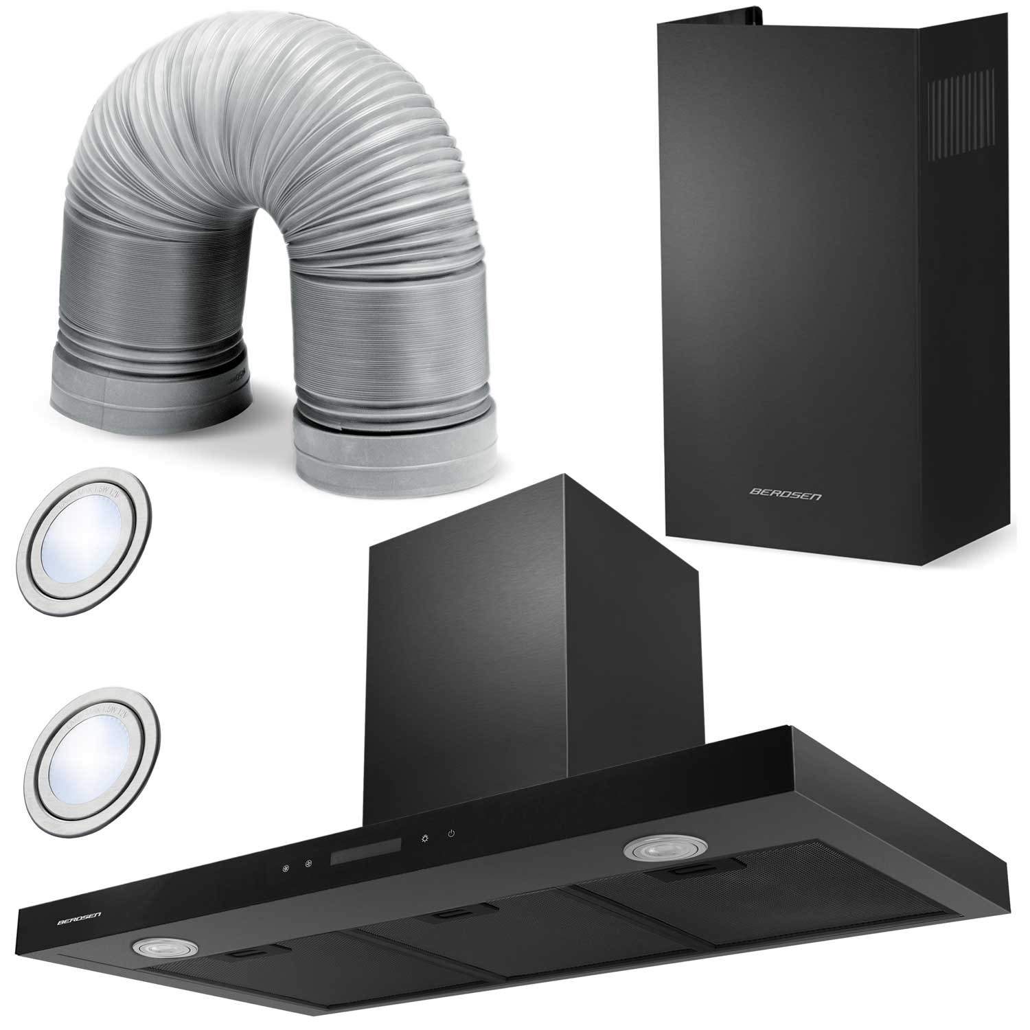 Emhætte 90 cm Sort Berdsen BE-90S