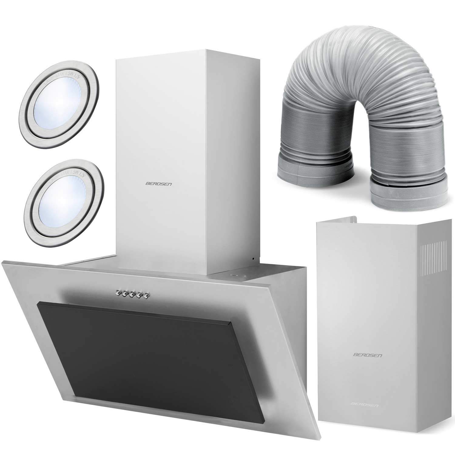 Køkkenemhætte 60cm Rustfrit Stål + Sort BT-209