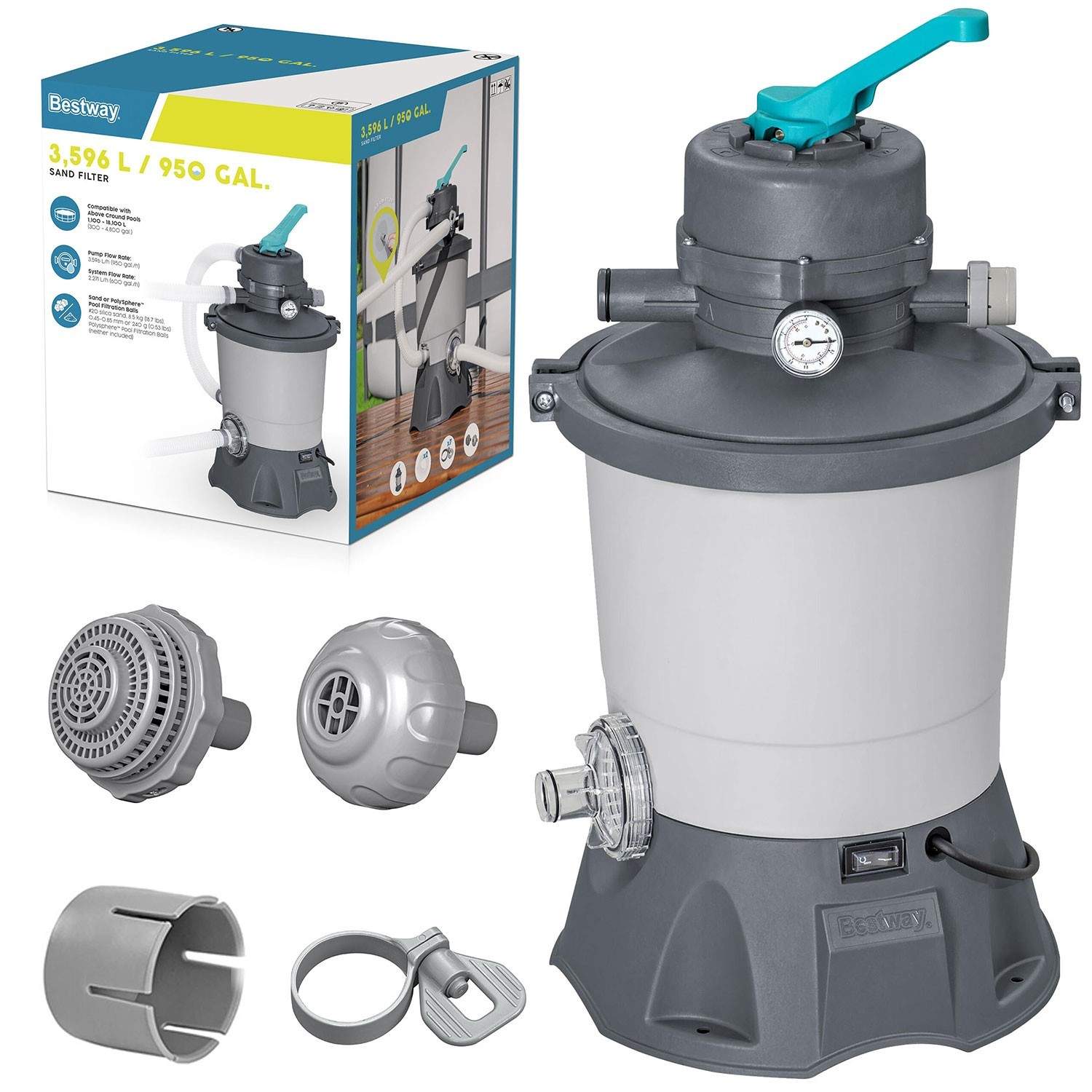 Sandpumpe til svømmebassiner 3596 L/h Bestway 58515