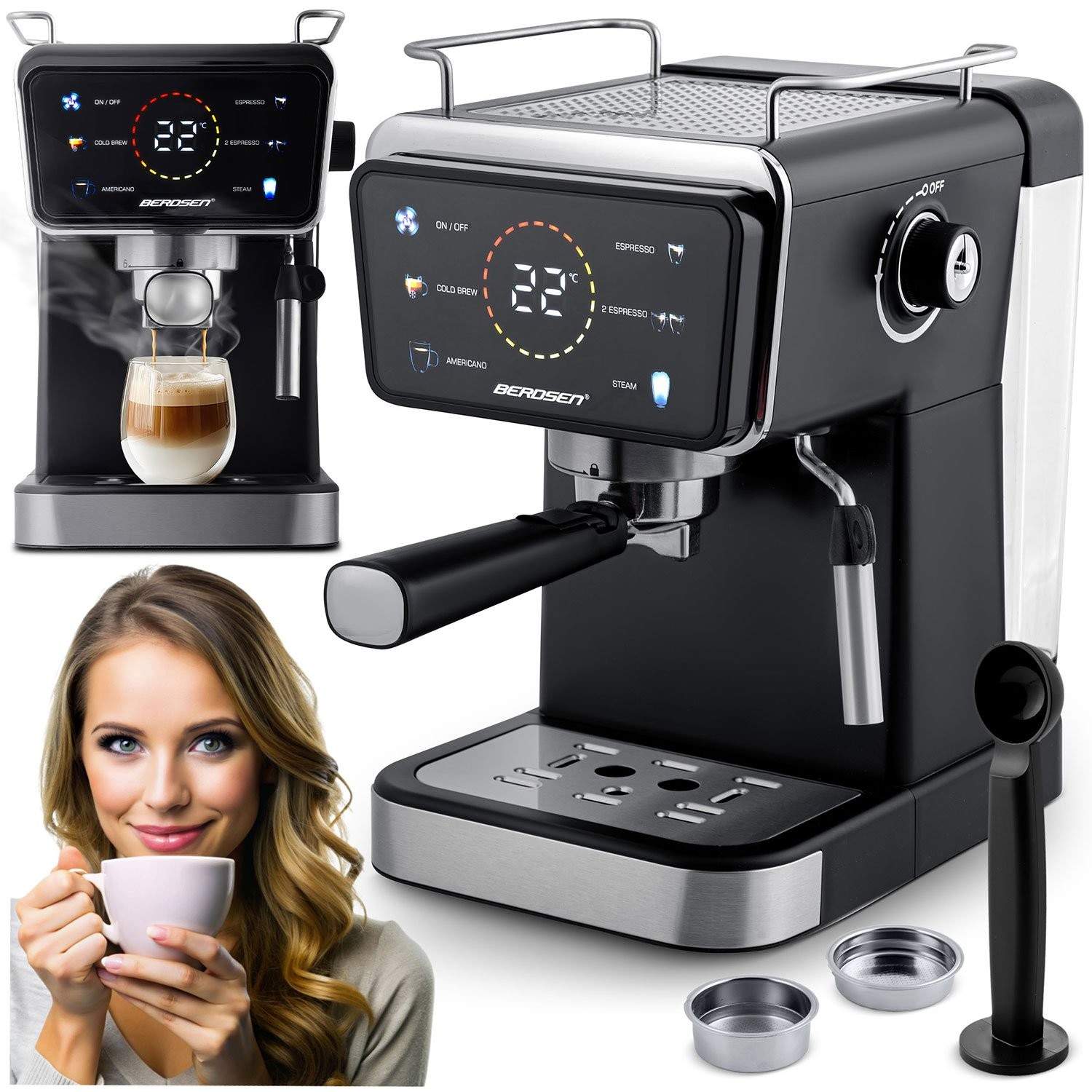 Berdsen BD-771 20 bars kaffemaskin, svart
