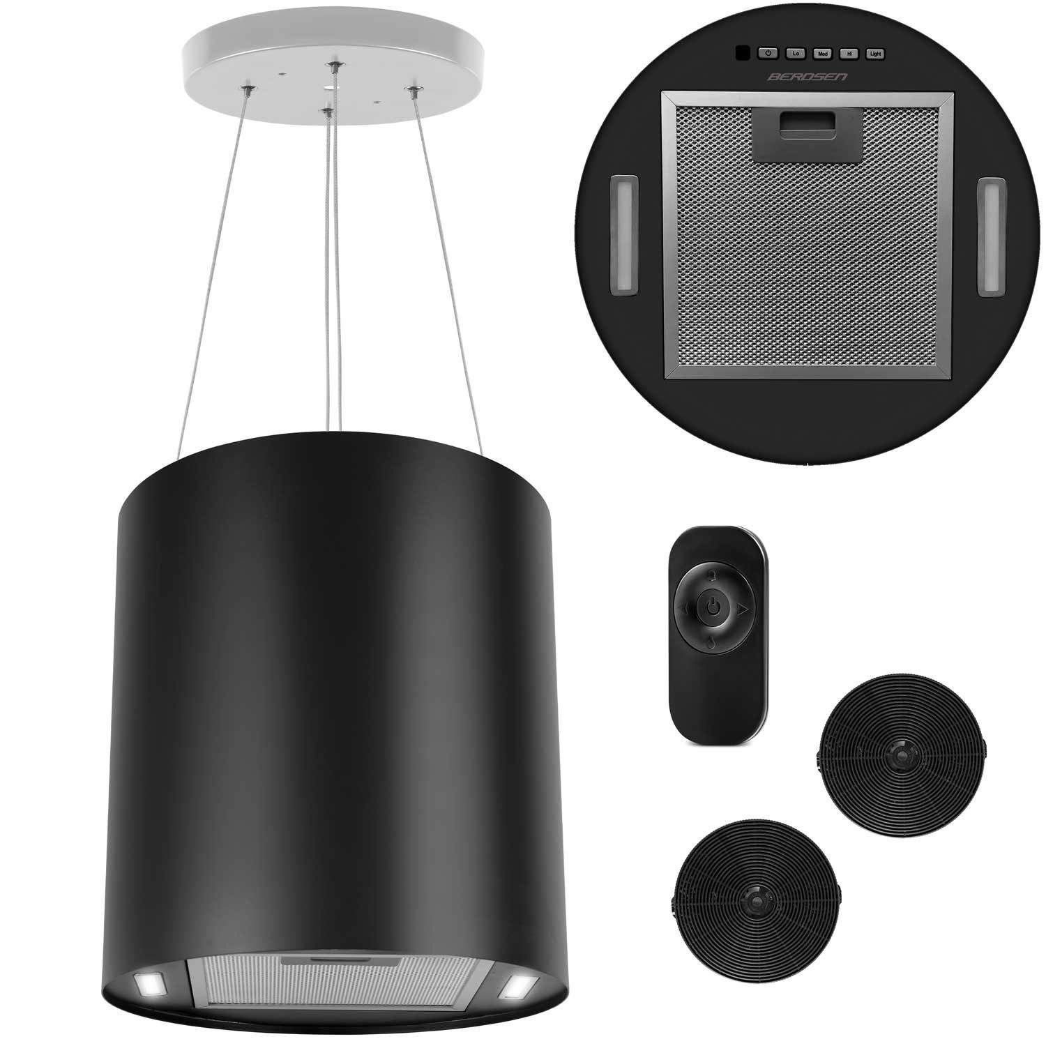 Loftophængt emhætte 35 cm sort BT-227