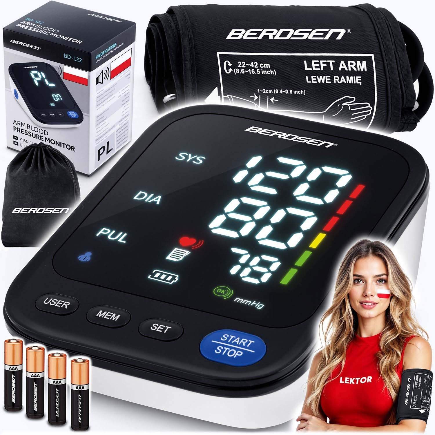 Överarmsblodtrycksmätare med polska meddelanden BD-122 Berdsen | Elektronik - Kablar & Adaptrar - Adaptrar & Signalomvandlare - Ljud | Pryloteket