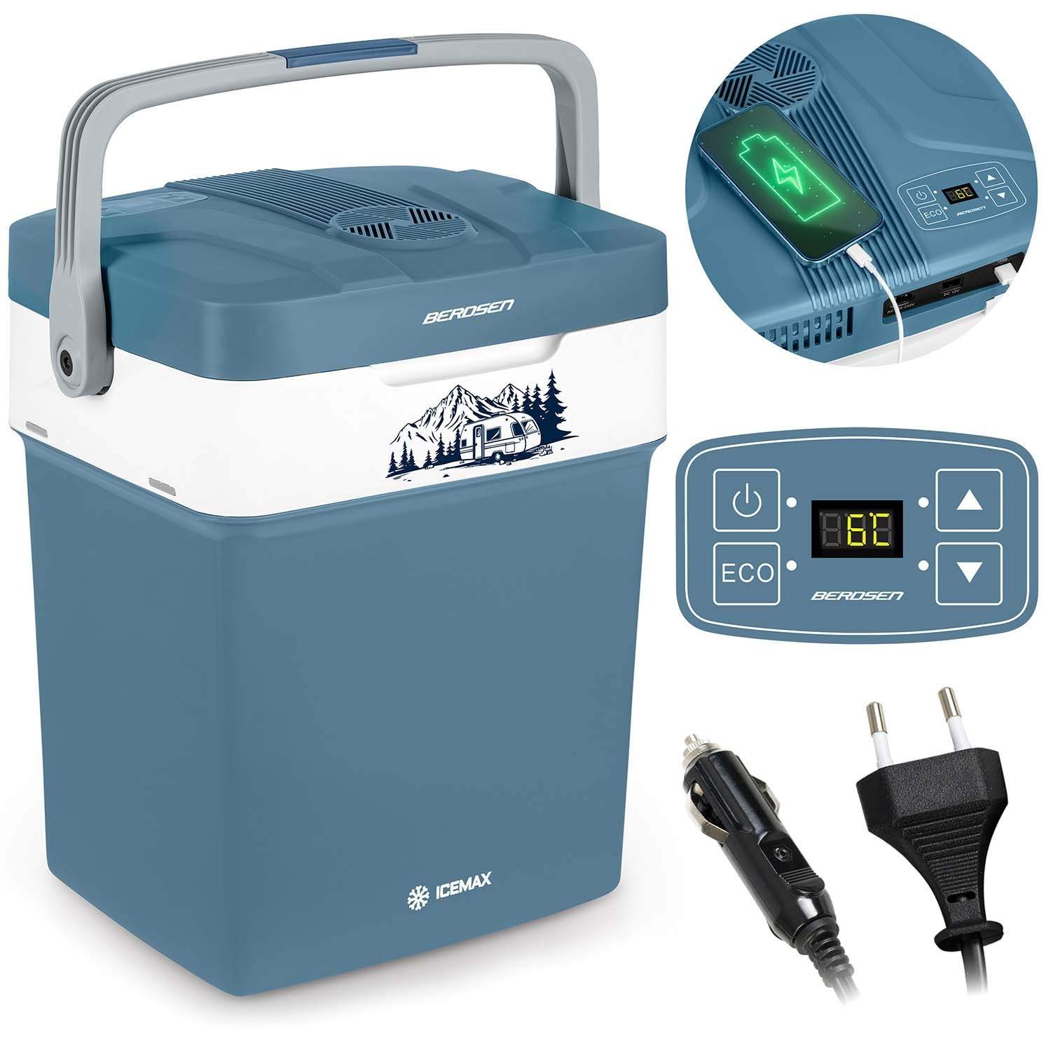 Berdsen Icemax turistkøleskab 29 liter ECO mode - blå