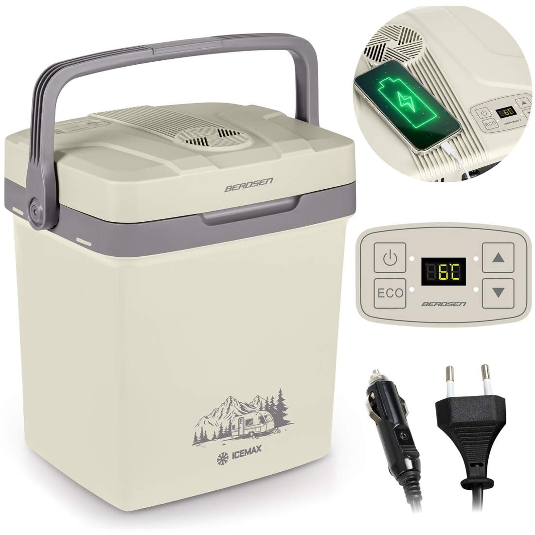 Berdsen Icemax turistkylskåp 26 liter ECO mode - grädde | Elektronik - Kablar & Adaptrar - Kablar | Pryloteket