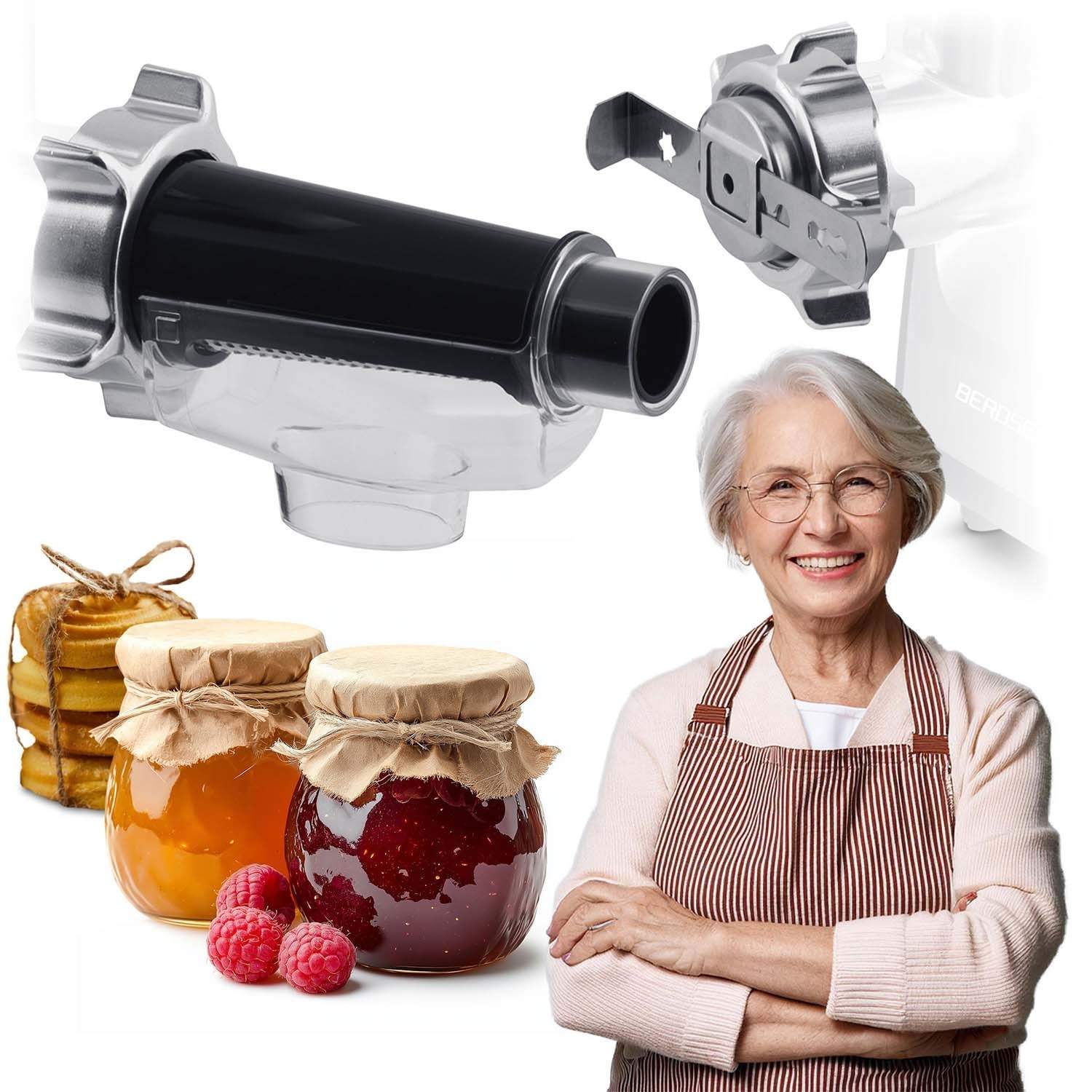 Et sæt tilbehør til Berdsen puréer og småkager