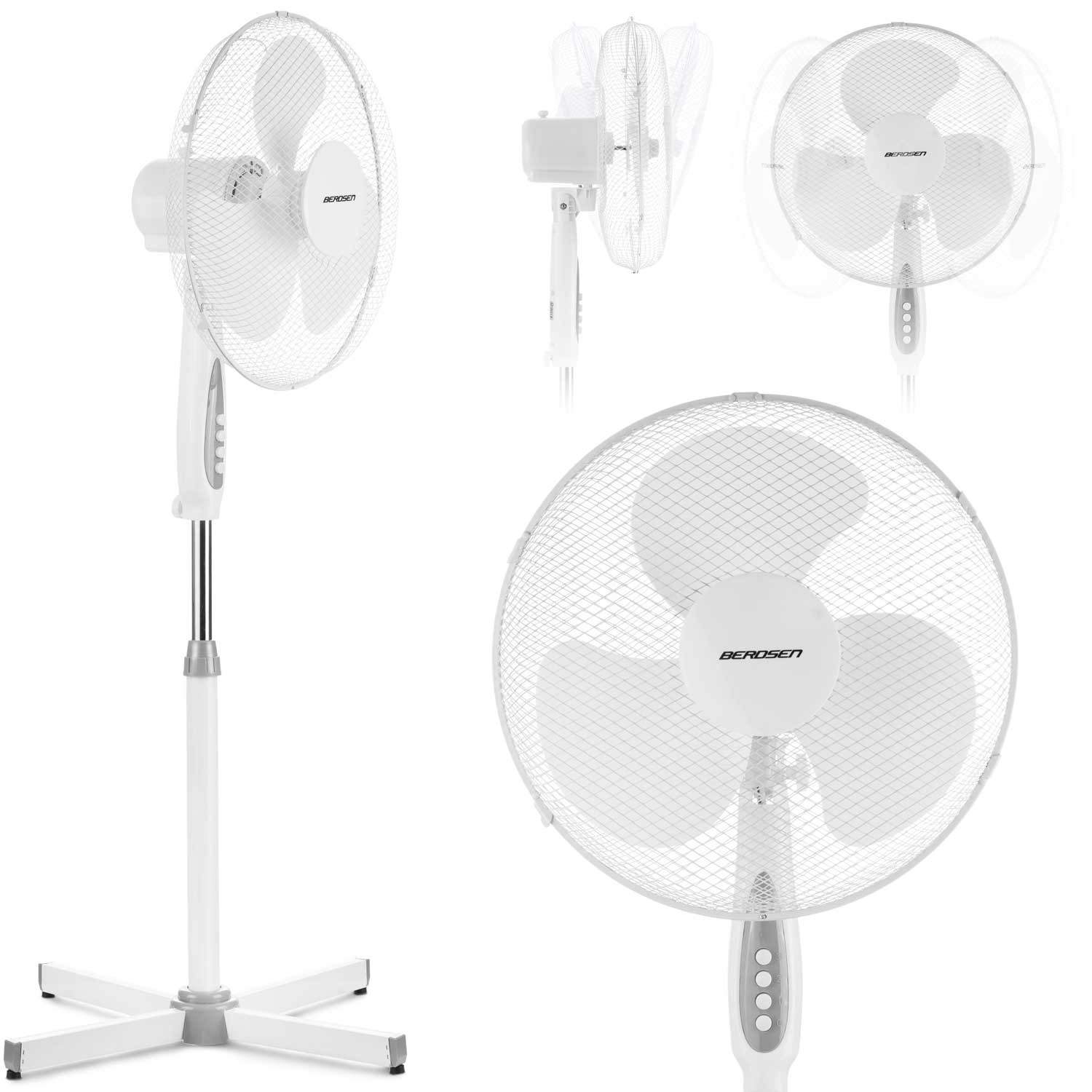 Berdsen 355000 hvid og grå gulvventilator