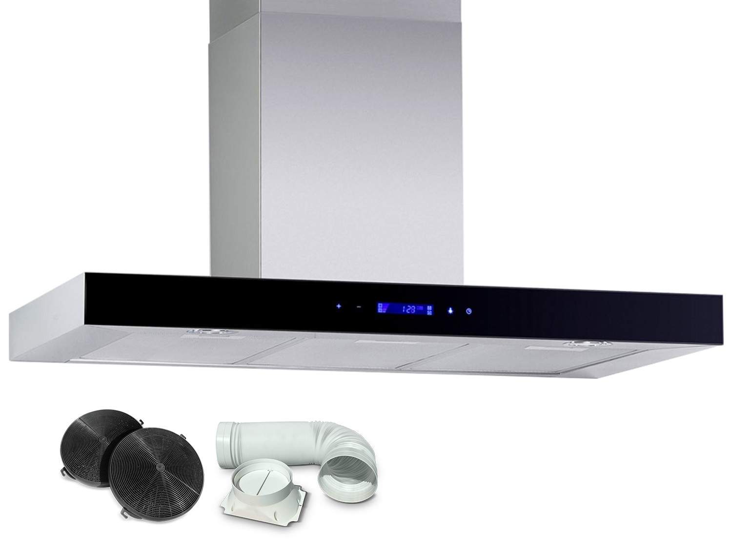 Berdsen BN-KE3 INOX skorsten emhætte + glas