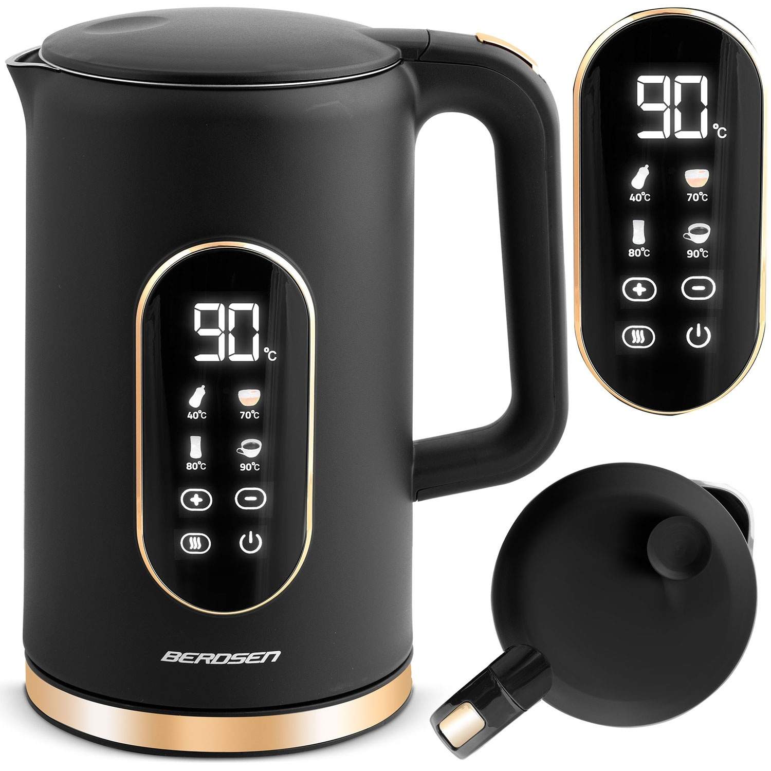 Elkedel 1,7l Berdsen BD-712 sort og guld