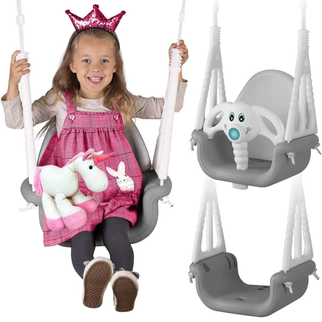 Ricokids Elephant 3-i-1 hinkgunga, grå och vit | Mode & Accessoarer - Smycken, Smyckesset & Tillbehör - Ringar | Pryloteket