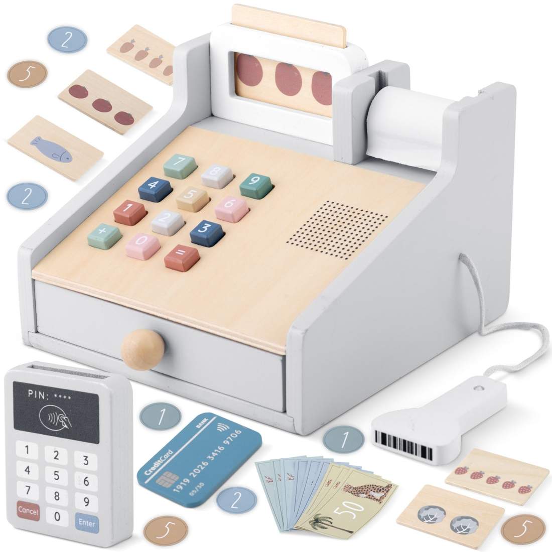 Träleksaksbutikskassa NK-863 Nukido | Leksaker & Spel - Leksaker - Övriga Leksaker - Låtsaspengar | Pryloteket