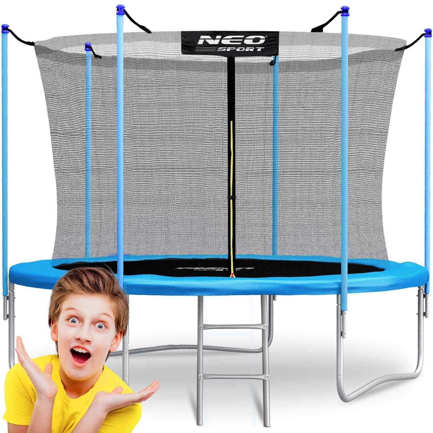 8ft/252cm havetrampolin med indvendigt net og Neo-Sport stige