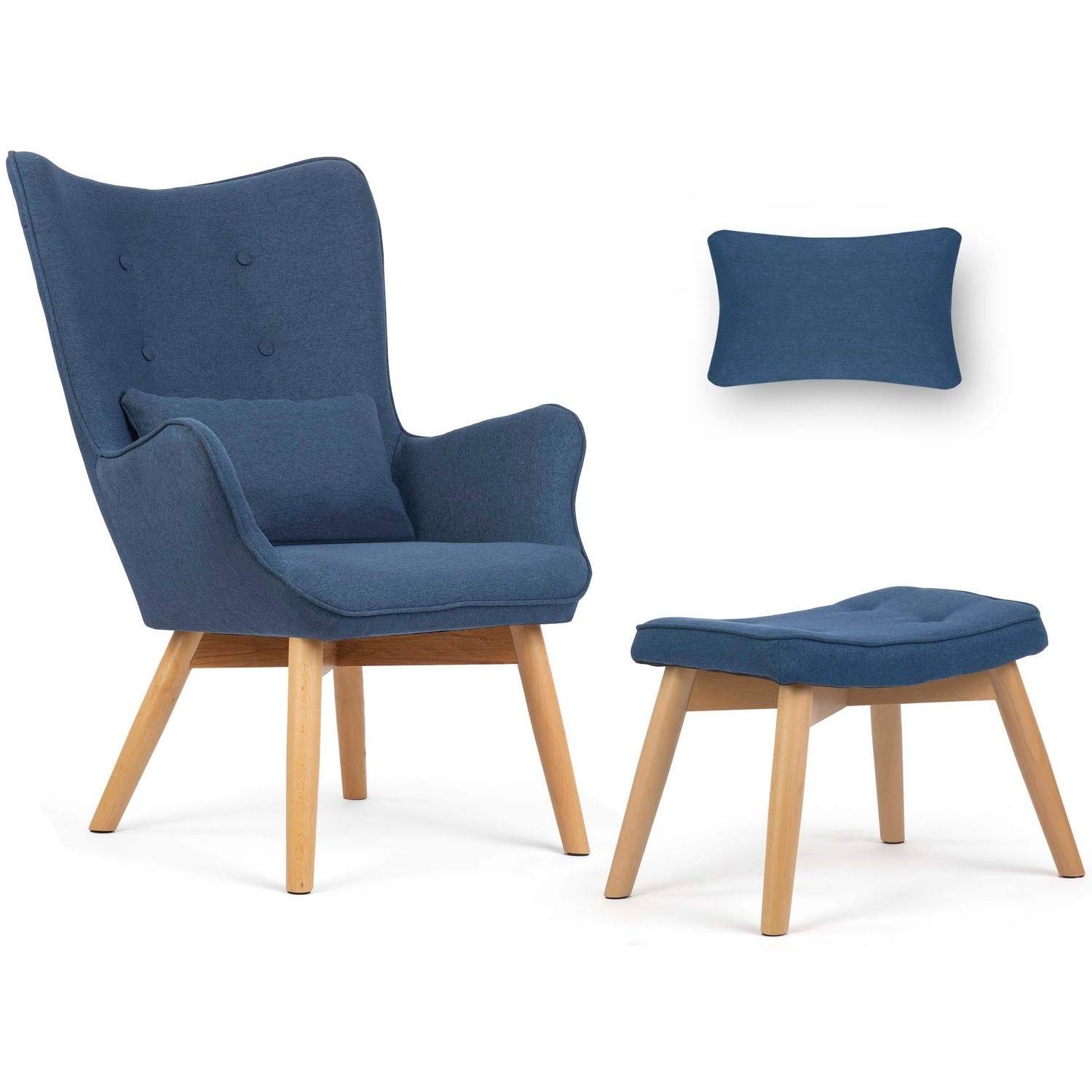 Norrländsk vingstol med fotpall, blå | Hem & Hobby - Hem & Hushåll - Sovrum | Pryloteket