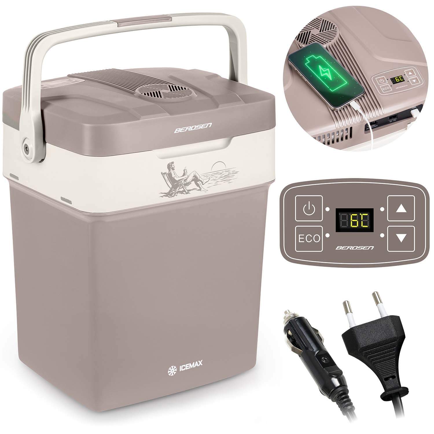 Berdsen Icemax turistkøleskab 29 liter ECO mode - mørkegrå